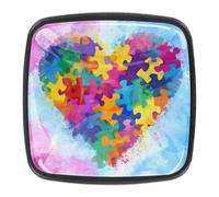 4 pomos de cajón con forma de corazón de rompecabezas, manijas negras para armarios de cocina, pomos cuadrados para puertas de muebles