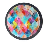 4 pomos de gabinete con textura de rejilla colorida con tornillos de 2 tamaños, manijas redondas negras de 35 mm, pomos de puerta para cajones de cocina y tocador, gabinete de baño, oficina