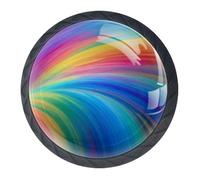 4 pomos de gabinete de líneas coloridas con tornillos de 2 tamaños, manijas redondas negras de 35 mm, pomos de puerta de armarios para cajones de cocina y tocador, gabinete de baño, oficina