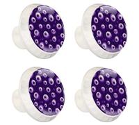 4 pomos para cajones de cómoda, patrón de globo ocular sin costuras sobre fondo morado, tiradores redondos de ABS para gabinetes de cocina, armarios de cocina, armarios, herrajes y dormitorio
