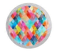 4 pomos y manijas de armario con textura de rejilla colorida, mango redondo blanco de 35 mm para herrajes de muebles de armario, dos tamaños de tornillos incluidos