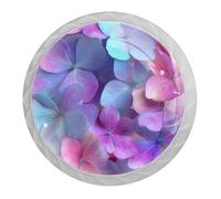 4 pomos y manijas de armario de flores coloridas, mango redondo blanco de 35 mm para herrajes de muebles de armario, dos tamaños de tornillos incluidos