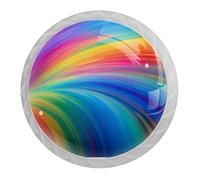 4 pomos y manijas de armario de líneas coloridas, mango redondo blanco de 35 mm para herrajes de muebles de armario, dos tamaños de tornillos incluidos