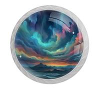 4 pomos y manijas de armario de nubes coloridas, mango redondo blanco de 35 mm para herrajes de muebles de armario, dos tamaños de tornillos incluidos