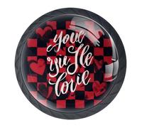 4 pomos y manijas para armario con diseño de rejilla, color negro redondo de 35 mm, para herrajes de armario y muebles, dos tamaños de tornillos incluidos