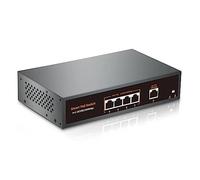 4 Port Gigabit POE Switch with 1 Gigabit Uplink, 4 POE+ Port1000Mbps,78W 802.3af/at,Metal Desktop WallMountable,VLAN Function,250 Meters Extend,Metal FanlessPlug and Play Network Switch