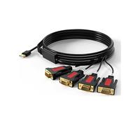 4 Port USB to RS232 DB9 Serial (9-Pin) Adapter Cable for OS, Windows, Android, Linux