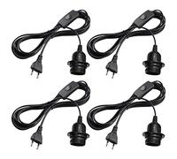 4 portalámparas E27 con interruptor, casquillo E27 con anillo de rosca de 3,5 m, base de lámpara, cable de lámpara con enchufe, adecuado para colgar lámparas, dormitorio, comedor, balcón