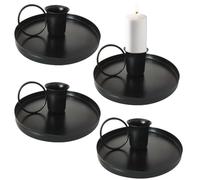 4 portavelas de mano, de hierro clásico, candelabro vintage de hierro fundido en diseño tradicional para velas de barra y velas de mesa, decoración de comedor y dormitorio