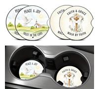 4 posavasos de coche con cruz de iglesia, posavasos de coche de cruz sagrada, accesorios de automóvil, decoración de interiores, neopreno universal, alfombrilla de goma antideslizante de 2.75 pulgadas