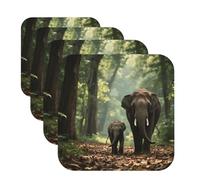 4 posavasos de cuero para bebidas, juego de posavasos de 4 pulgadas para protección de mesa, divertidos posavasos antideslizantes para cerveza, bebidas, elefantes, taza de té, decoración del hogar