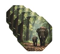 4 posavasos de cuero para bebidas, juego de posavasos de 4 pulgadas para protección de mesa, divertidos posavasos antideslizantes para cerveza, bebidas, elefantes, taza de té, decoración del hogar
