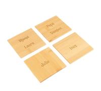 4 Posavasos de Madera Grabados con Soporte a Juego - Posavasos de bambú Personalizables con Texto Grabado