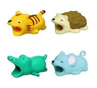 4 protectores de cable de carga de dibujos animados para teléfono celular, USB, accesorio masticador de cable