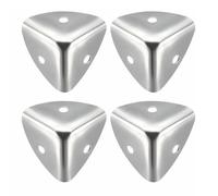 4 protectores de esquina de metal, caja de aleación de zinc de 40 mm para protectores de bordes para cajas de baúl de madera, tono plateado con tornillos