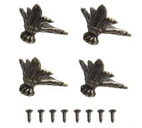 4 protectores de esquina de metal de latón antiguo para cajas de joyería de madera y cofres de almacenamiento, patas decorativas de aleación de zinc para protección de esquina de caja