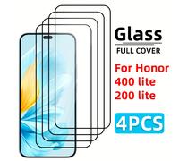 4 protectores de pantalla de vidrio templado de cobertura total, compatibles con Honor 400 Lite/200 Lite, resistentes a arañazos, sin , sensibilidad, fáciles de instalar