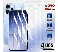 4 protectores de pantalla de vidrio templado para OPPO Reno 15 14 Pro 13 12 11 A 15F 14F 13F 12F 11A 15FS 14FS 13FS 12FS, vidrio protector transparente con pegamento