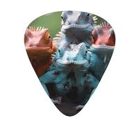 4 púas de guitarra de lagartos coloridos en tamaños finos, medianos y gruesos, juego de 12 piezas, adecuado para guitarra eléctrica y varios instrumentos