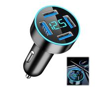 4 Puertos Cargador Coche Mechero USB Carga Rapida,Cargador Mechero USB Carga Rapida 66W QC3.0 yPD,Voltímetro LED,Adaptador Universal 12V/24V para Automóvil, Camión y Caravana