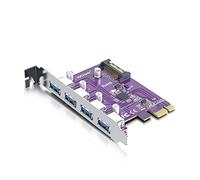 4 Puertos PCIe a USB3.0 HUB Tarjeta de expansión PCIe Adaptador 5Gbps para Placa Base, con Conector de alimentación SATA de 15 Pines
