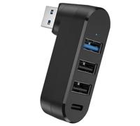 4 puertos USB 3.0 Hub, High-Speed USB Splitter Adapter, Compact Rotating Port Expander for Charging and Data Transfer in Car, Desktop and Laptop, 3,5 pulgadas