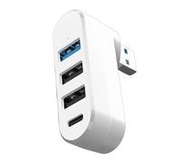 4 puertos USB 3.0 Hubs divisor USB giratorio de 180° con 3 puertos USB, 1 puerto de datos alimentado por USB C, extensor USB para laptop