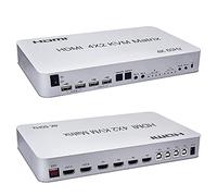 4 puertos USB HD KVM Matrix 4X2 Dual Monitor 4K @ 60Hz HDR Switch Splitter 4 en 2 salidas HD 2.0 Switcher para USB2.0 Teclado Ratón PC con doble audio independiente