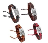 4 pulseras de cuero trenzado a mano para hombre, con texto en inglés "I Love Jesus", accesorios de joyería religiosa católica, cristiana