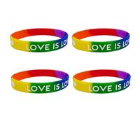 4 pulseras de goma de silicona LGBT arcoíris para el orgullo lesbiana gay, pulseras motivacionales para el día del orgullo y el mes para mujeres y hombres, desfiles, fiestas, festivales, regalos de