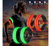 4 pulseras LED con USB, banda reflectante LED, pulsera luminosa, pulsera de luz, bandas luminosas, bandas reflectantes, luz para niños, luz de seguridad nocturna, para correr, correr, deportes (2