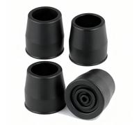 4 puntas de goma para andar de 1 1/8 pulgadas, resistentes, puntas de repuesto para andadores, comodes, sillas de ducha, bastones, patas de bastón, puntas de bastón (negro)