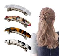 4 Pz Pasadores para el Pelo de Carey, Pinzas para el pelo Franceses Rectangulares, Pasadores para el Pelo con Resorte Automático, Clips para el Cabello Francés, Pasadores de Cabello Concha de Tortuga