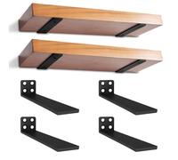 4 Pzs Escuadras para Estanterias, 25cm Soportes para Estanterías, Escuadras Metalicas, Soportes Balda Flotante Pared de Estantería para Cocina | Dormitorio | Estudio (Negra)