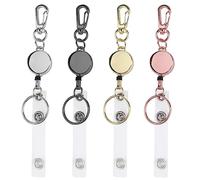 4 Pzs Llavero Retráctil de Servicio Pesado, Carrete de Insignia de Metal con Clip para Cinturón para Tarjeta Llave Nombre (Astilla, Oro Rosa, Oro, Gris)