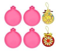 4 Pzs Moldes de Navidad para Resina, 8,3x7cm Suave Moldes de Resina Navidad con Agujero Moldes de Resina de Adorno de Navidad para Manualidades DIY Fabricación de Joyas (Rosa)