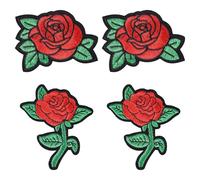 4 Pzs Parche Bordado de Rosa, 2 Tamaños Parches Termoadhesivos para el día de San Valentín Dulces Parches de Apliques para Coser Parches de Flores para Ropa Bricolaje para Jeans Bolsos Vestidos