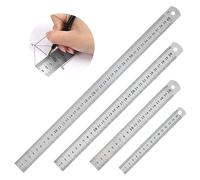 4 Pzs Regla de Acero Inoxidable, Reglas de Metal a Escala de Doble, 15 cm, 20 cm, 30 cm, 40 cm, Diferentes Tamaños para Oficina de Dibujo de Ingeniería, Escuela de Ingeniería