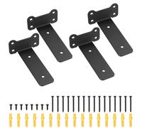 4 Pzs Soporte Estanteria Pared, Soportes para Estanterías, Escuadras para Estanterias Negras Metalicas Invisibles, Soportes Balda Flotante Pared de Estantería (Estilo oreja de gato, Negro 125MM)