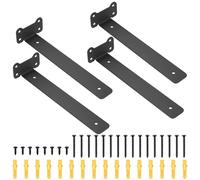 4 Pzs Soporte Estanteria Pared, Soportes para Estanterías, Escuadras para Estanterias Negras Metalicas Invisibles, Soportes Balda Flotante Pared de Estantería (Estilo oreja de gato, Negro 255MM)