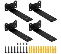 4 Pzs Soporte Estanteria Pared, Soportes para Estanterías, Escuadras para Estanterias Negras Metalicas Invisibles, Soportes Balda Flotante Pared de Estantería (Estilo oreja de gato, Negro 150MM)