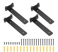 4 Pzs Soporte Estanteria Pared, Soportes para Estanterías, Escuadras para Estanterias Negras Metalicas Invisibles, Soportes Balda Flotante Pared de Estantería (Estilo oreja de gato, Negro 200MM)