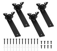 4 Pzs Soporte Estanteria Pared, Soportes para Estanterías, Escuadras para Estanterias Negras Metalicas Invisibles, Soportes Balda Flotante Pared de Estantería (Estilo cornamenta, Negro 200MM)