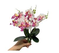 4 racimos de flores artificiales tropicales de 28 cm,blanco mini orquídea de mariposa con 4 cabezas de flores de seda y orquídeas de Phalaenopsis hojas de imitación para decoración del hogar, jardín