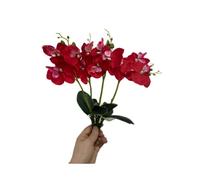 4 racimos de flores artificiales tropicales de 28 cm,rojo mini orquídea de mariposa con 4 cabezas de flores de seda y orquídeas de Phalaenopsis hojas de imitación para decoración del hogar, jardín