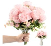 4 ramos de peonias artificiales rosas, peonias artificiales decoración flores falsas, duradero resistente a intemperie, para interior exterior boda fiesta mesa arreglos florales flores decora