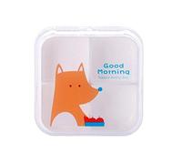 4 ranuras Transparente Cute Cartoon Mini Storage Medicine Pill Box Portable Empty Plastic Container Cases # 289777, Orange Fox, 6.5x6.5cm