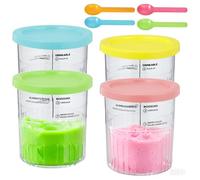 4 recipientes Creami para Ninja Creami Deluxe Pints, Heladera, accesorios con cuchara y tapa, adecuado para Ninja NC500 NC501 Serie Creami Deluxe Contenedor