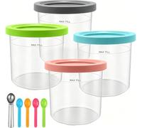 4 recipientes de helado para creami Ninja NC300UK, NC301, CN301CO Series, sin BPA y aptos para lavavajillas, recipientes con cucharas