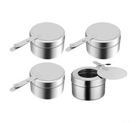 4 recipientes de pasta de combustible de acero inoxidable con cubiertas seguras y asas ergonómicas antiquemaduras para camping, comedor al aire libre, buffet y catering